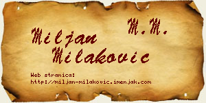 Miljan Milaković vizit kartica